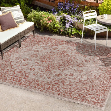 Rozetta Boho Medallion Textured Weave Indoor/outdoor Area Rug